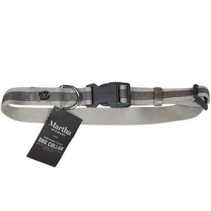Martha Stewart Gray & Tan Adjustable Nylon Large Dog Collar‎ Size 20 (18-26in)